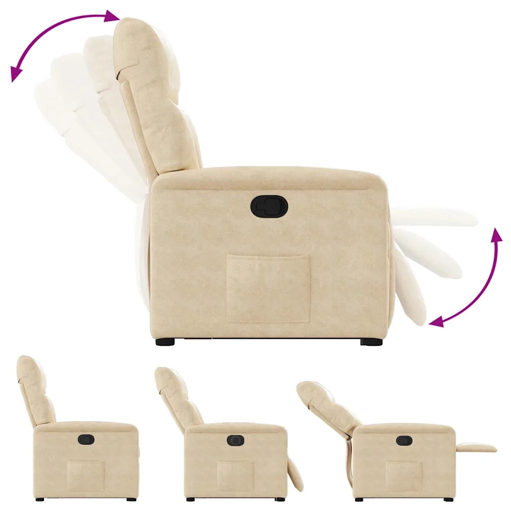 Divano Sedia-Poltrona Alzapersona Reclinabile Crema in Tessuto Microfibra 397508