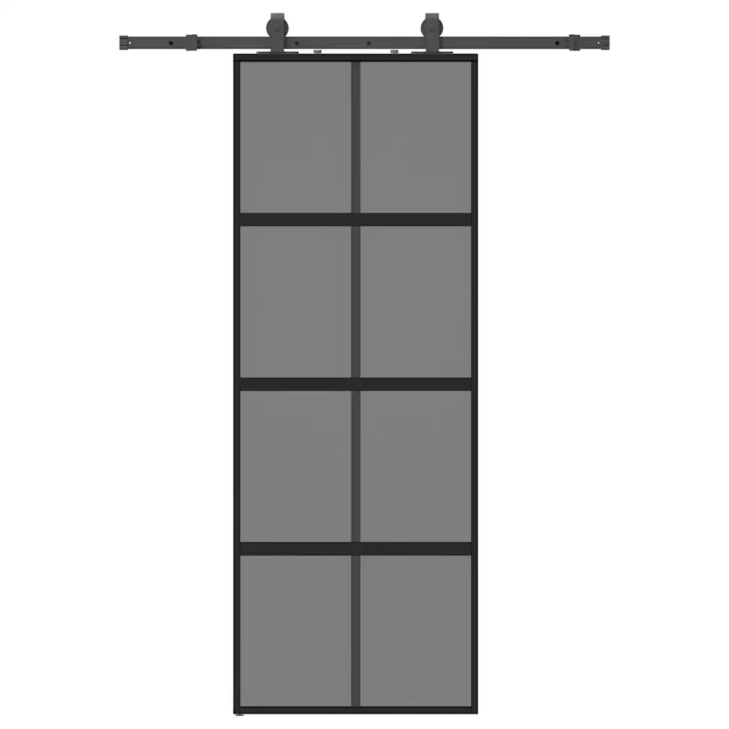 Porta Scorrevole Set Ferramenta Nera 76x205 cm Vetro Temperato