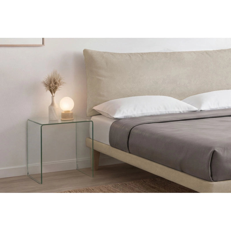 Letto imbottito Letto Matrimoniale alla Francese 140x200 cm Soft - Con rete,Microfibra,Sabbia