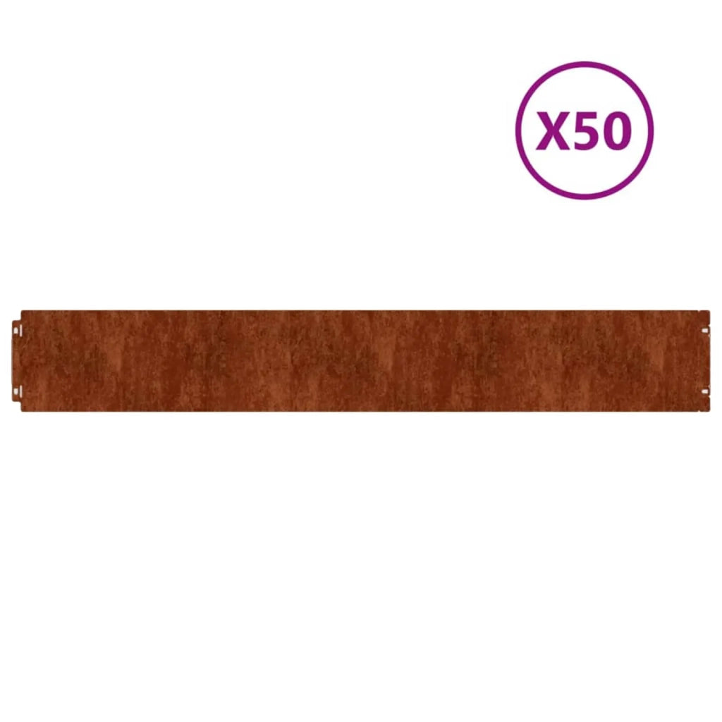 Bordure per Prato 10 pz 15x103 cm Flessibili in Acciaio Corten 821892