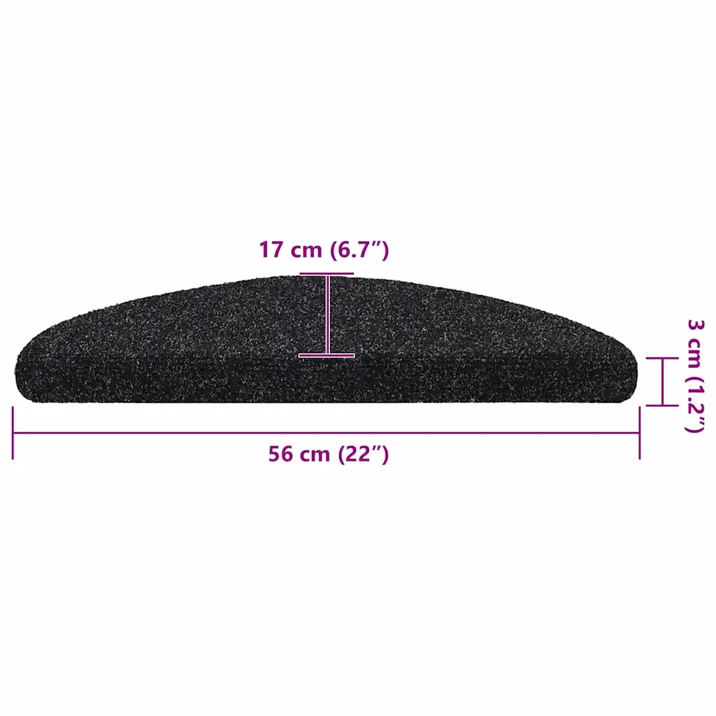Tappetini per scale autoadesivi 30 pz | Gradini per Scale 56x17x3 cm neri semicircolari