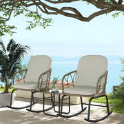 Set da giardino 3 pezzi in rattan giallo con sedie a dondolo