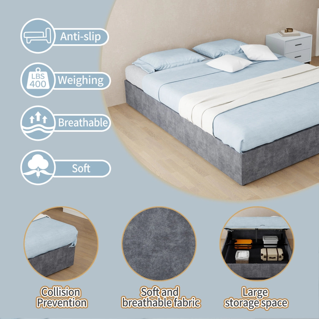 letto tela e metallo grigio 140 x 200 cm