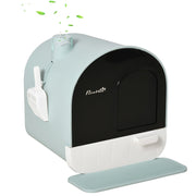 Lettiera per Gatti Chiusa in PP 43x44x47cm Verde, Toilette per Gatti con Vassoio Estraibile Paletta e Filtro, Facile da Pulire