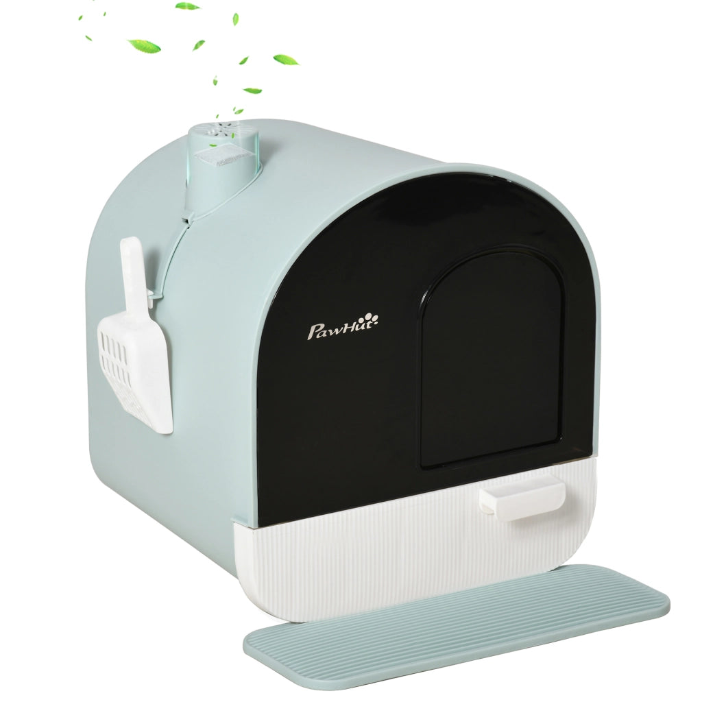 Lettiera per Gatti Chiusa in PP 43x44x47cm Verde, Toilette per Gatti con Vassoio Estraibile Paletta e Filtro, Facile da Pulire