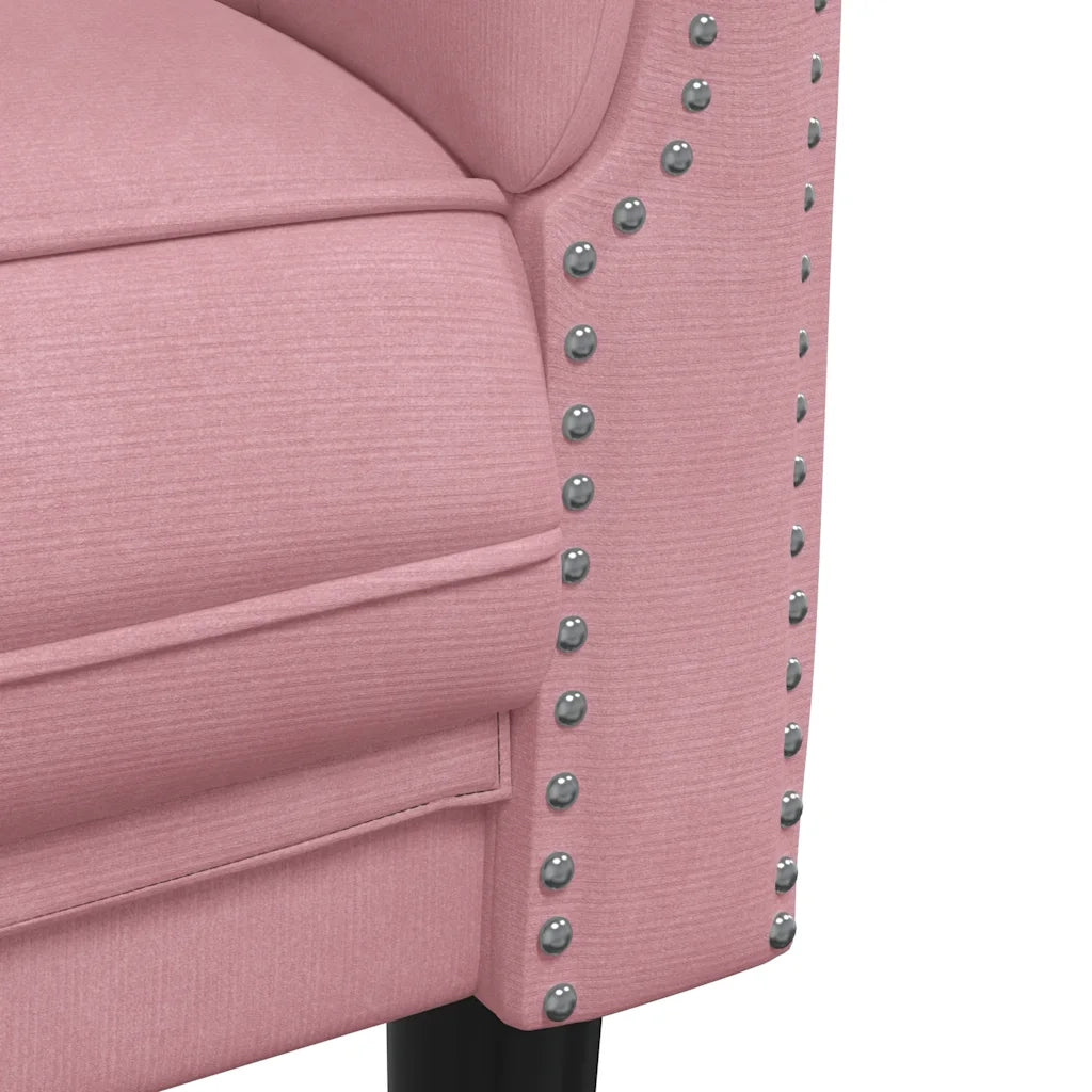 Divano a 3 Posti-Sofa 3 Posti Rosa in Velluto