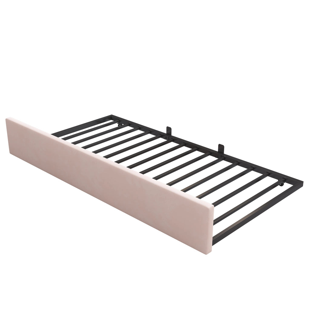 Letto da giorno 90x200 cm con letto estraibile 90x190 cm in velluto rosa