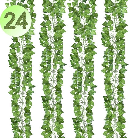 Foglia di Lattuga Sling - 24x Hedera Tappeto Finto - Interno & Esterno - Decorazione della Camera - Pianta Finta - Pianta Artificiale - Pianta da Parete Finta