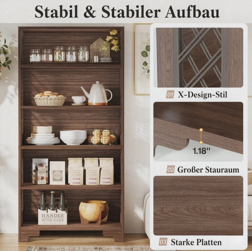 LIBRERIA da terra 30 x 80 x 180 cm MDF Marrone con motivo a X