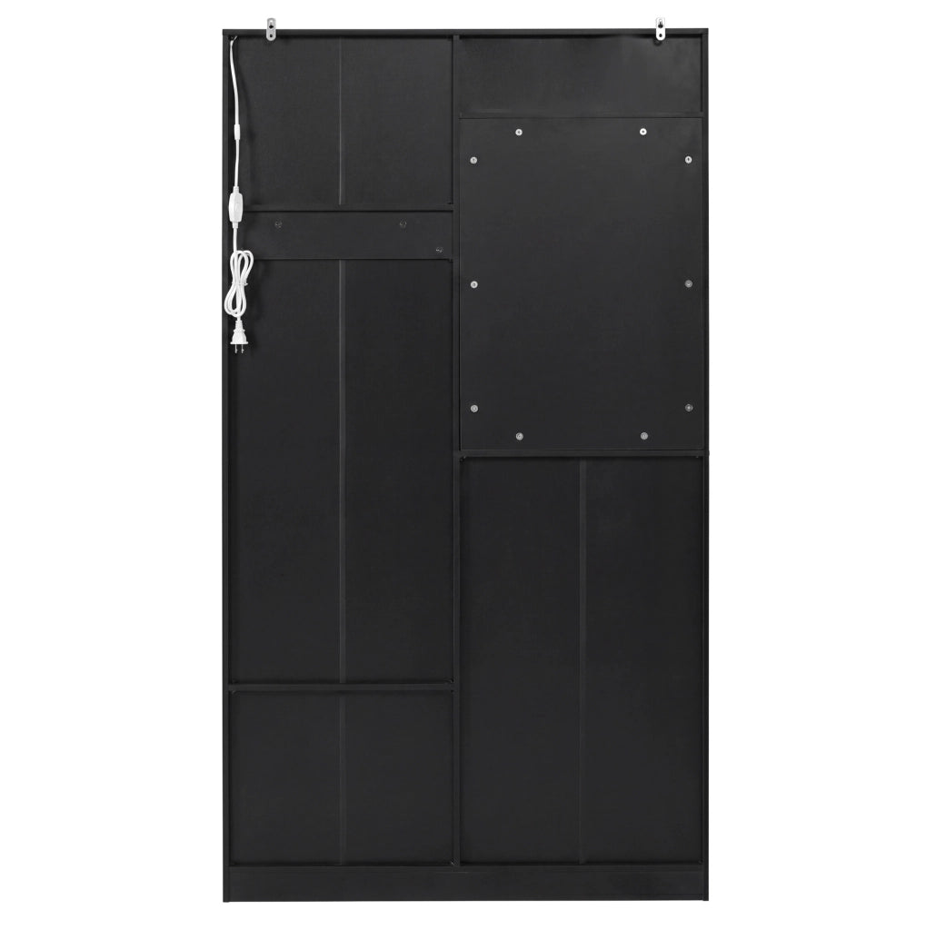 Guardaroba da ingresso nero con specchio, panca e LED