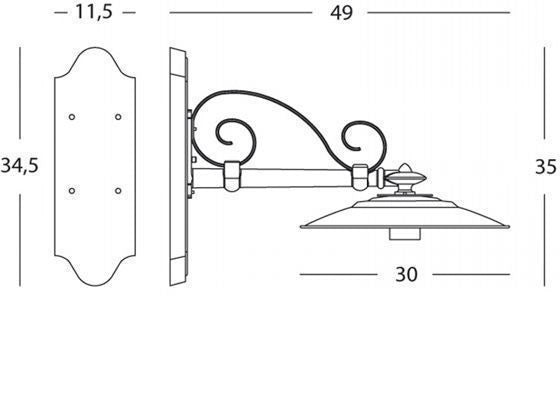 Applique Corta E27 linea antique grafite