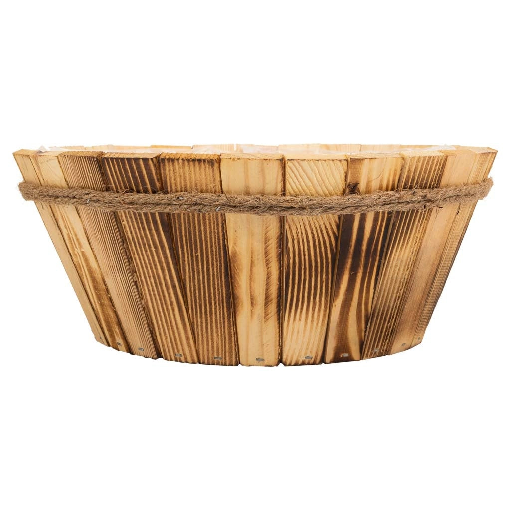 Cesto in legno e corda marrone d33x14h