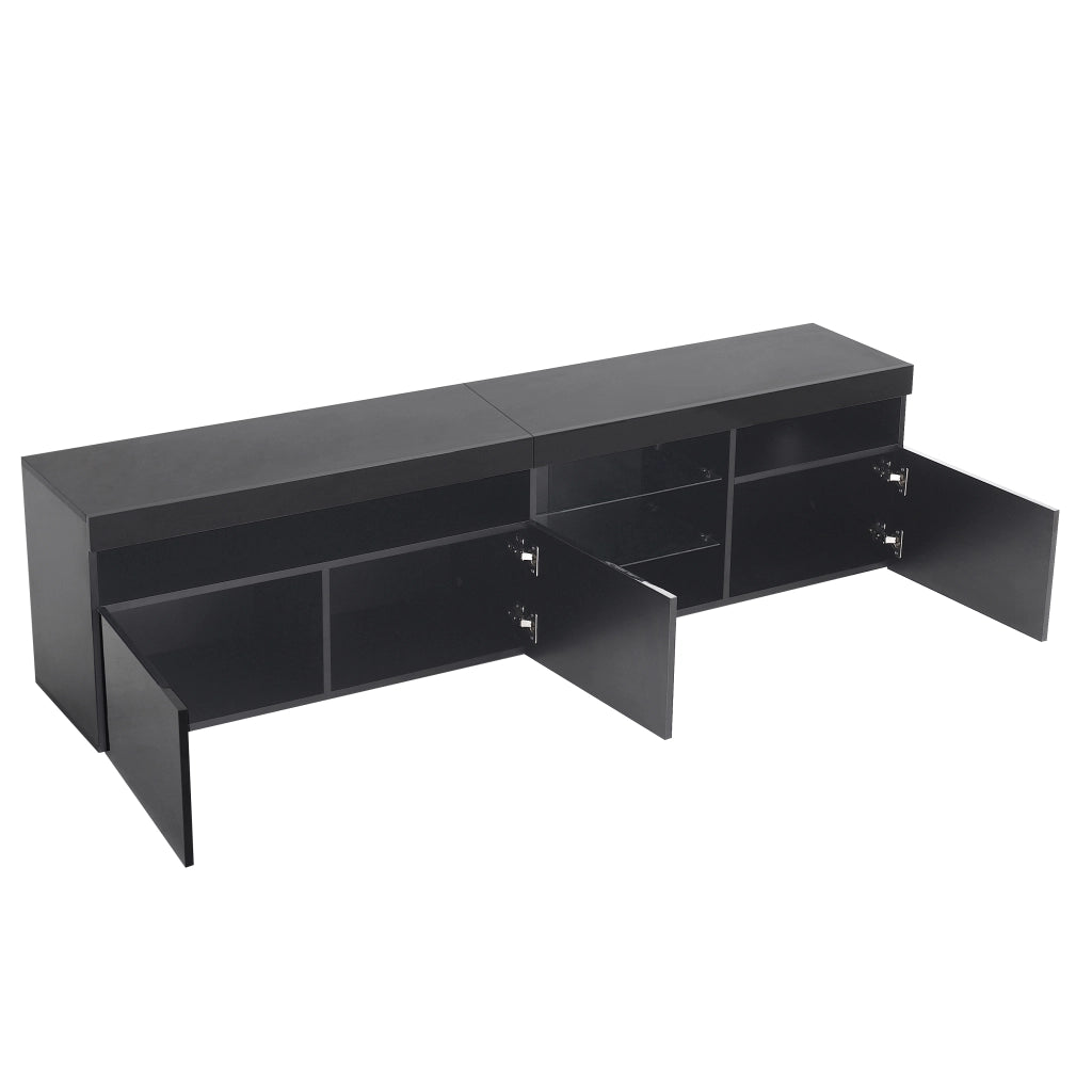 Mobile TV con 3 Ante e LED Multicolore; Stile Moderno; Frontali Lucidi; in MDF; 180??35??48 cm; Nero