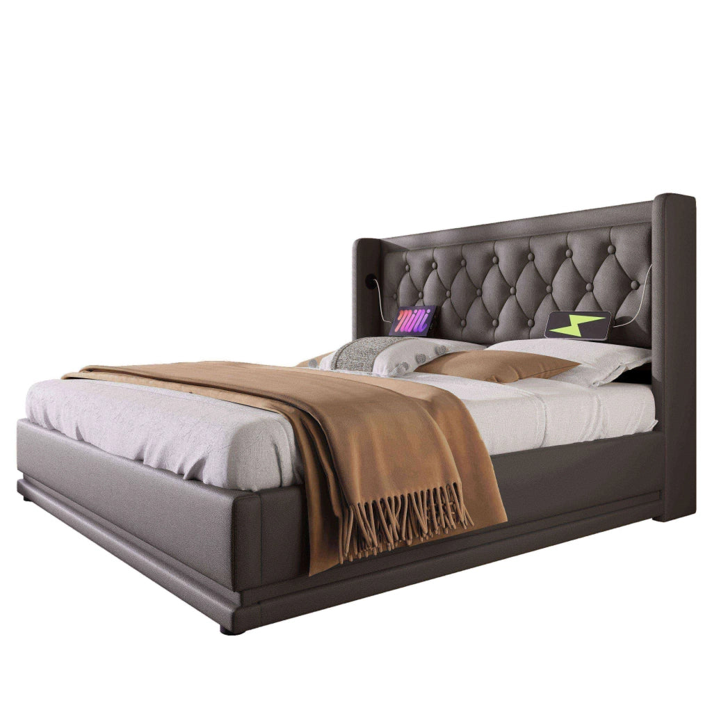 Letto matrimoniale 160x200 cm nero con contenitore