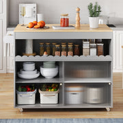 CARRELLO CUCINA Pieghevole 122x46(69)x91 cm Grigio MDF
