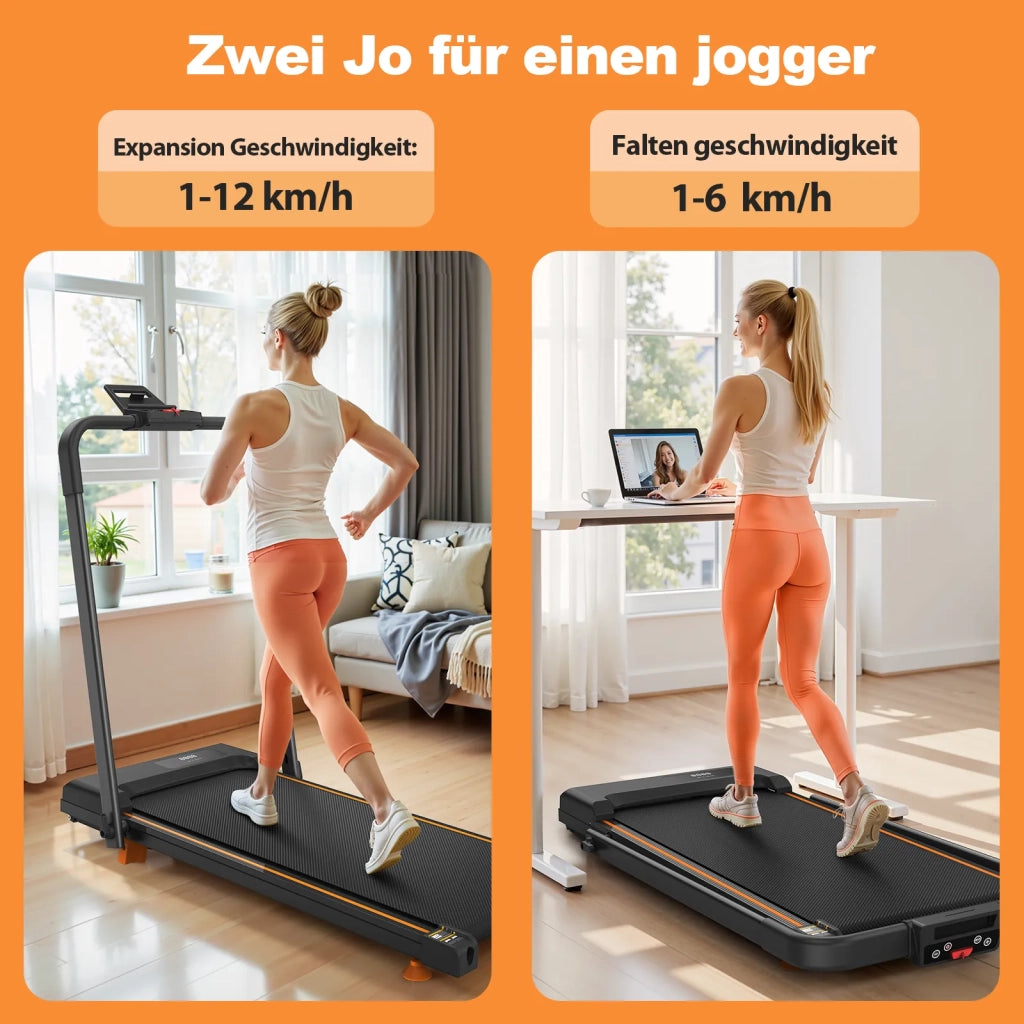 Tapis Roulant da Scrivania Compatto 2-in-1 per Camminare, Correre e Jogging, Portatile con Inclinazione, Capacità 120 kg, con App