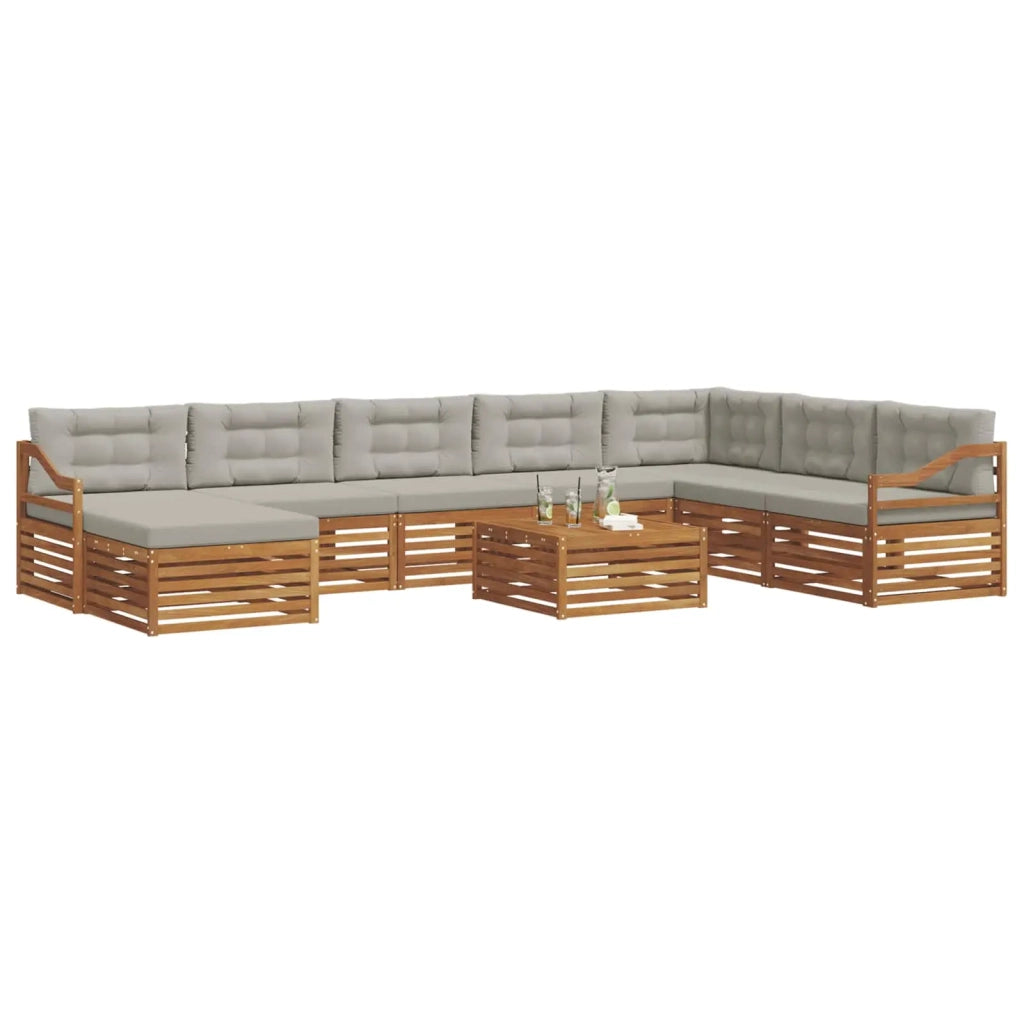 Set di divani da esterno 9 pcs Grigio Naturale e Chiaro 3373996