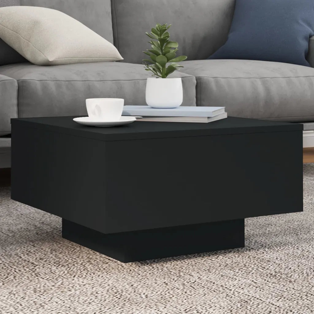 Tavolino da salotto | Tavolino da caff¨¨ | Tavolino da Soggiorno con Luci LED Nero 55x55x31 cm