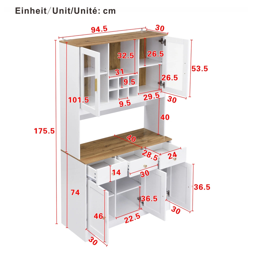 Credenza alta 5 ante e 3 cassetti bianca in MDF