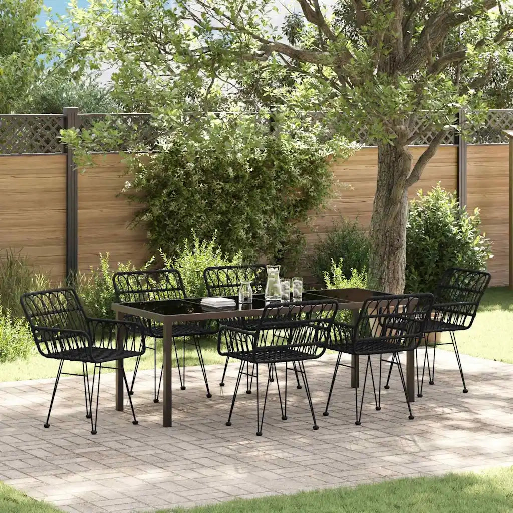 Set da Pranzo per Giardino 7 pcs Nero 3379189