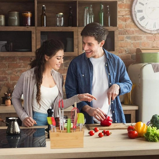Organizzatore da cucina a 4 cassetti con manico in bambù