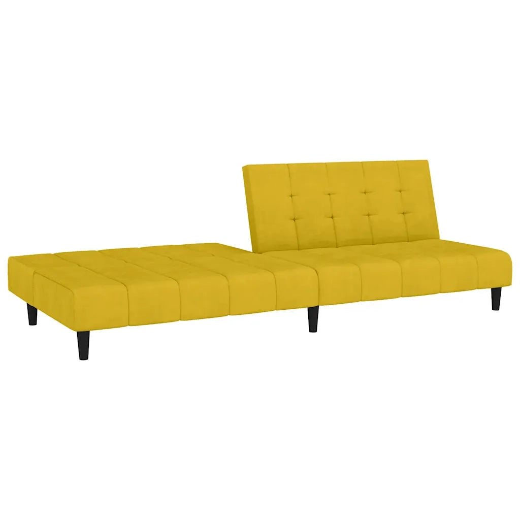 Divano Letto a 2 Posti Giallo in Velluto 375770