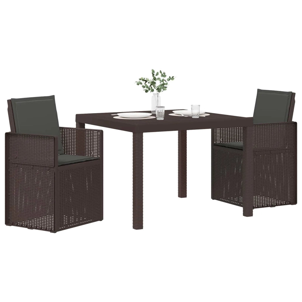 Set da Pranzo per Giardino 3 pcs Marrone e Antracite PP 3430044