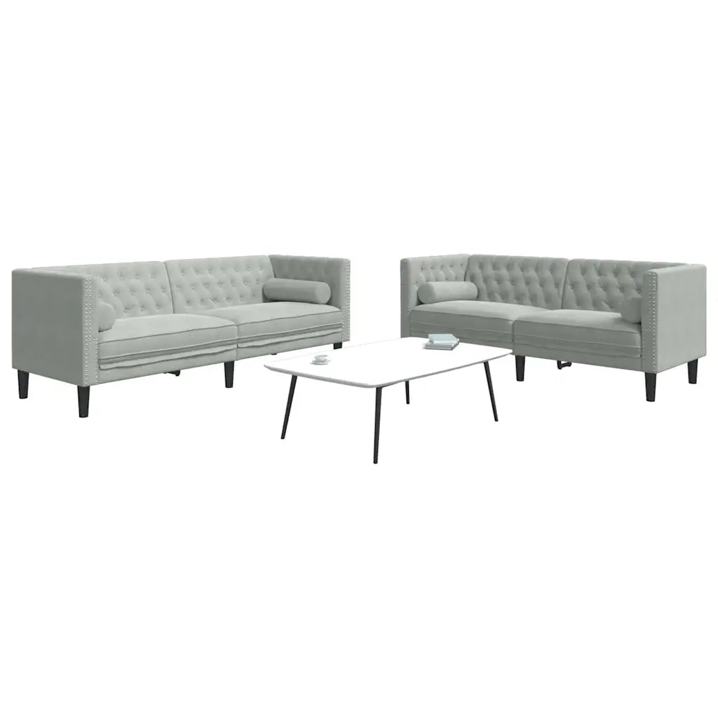 Divano per Soggiorno 2 pcs Grigio chiaro 194 x 74,5 x 70,5 cm
