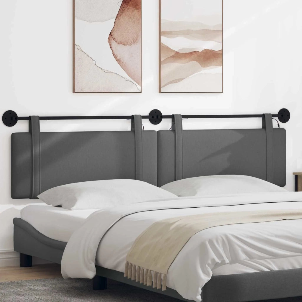 Testiera | Testata sospesa Con luce LED Grigio Scuro Tessuto
