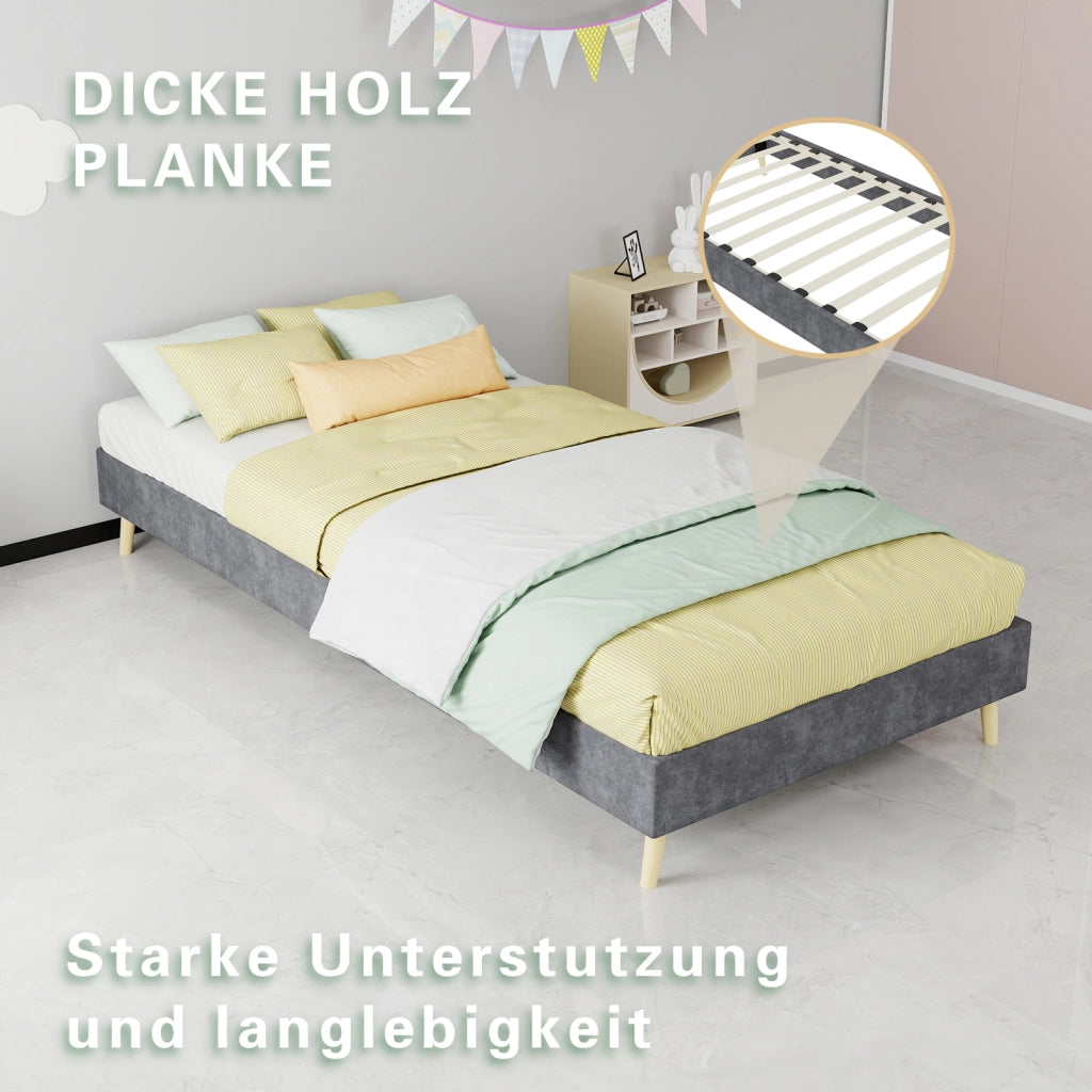 letto tela e metallo grigio 90 x 200 cm