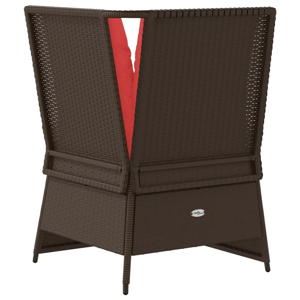Divano angolare da giardino con Cuscini in Polyrattan Marrone 368988