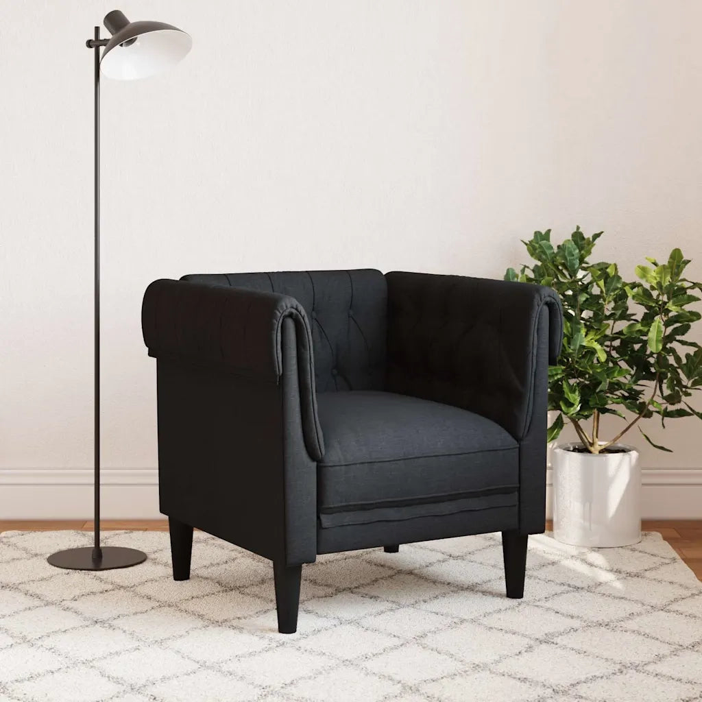 Divano Sedia-Poltrona Chesterfield Nera in Tessuto