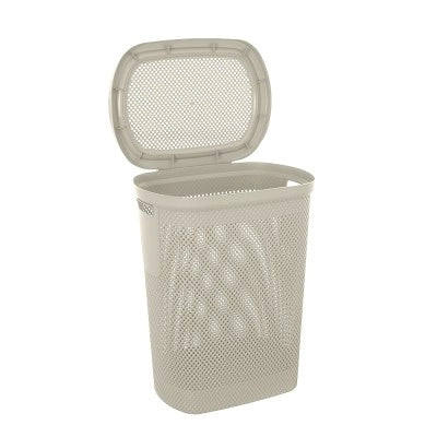 Cesto portabiancheria con coperchio in plastica bianca 58 lt Kamala