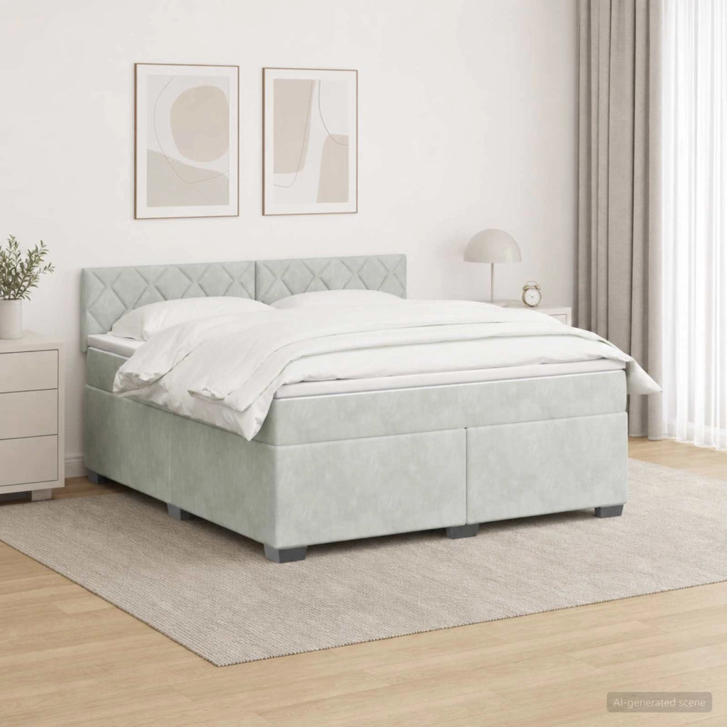 Letto con Box Spring, Materasso e LED Grigio Chiaro Velluto 3452198