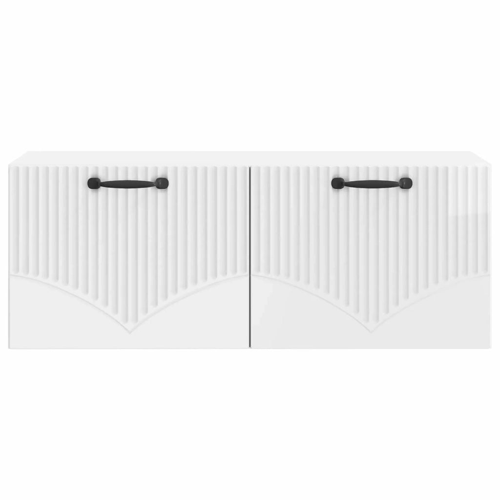 Mobile Porta TV da Muro Bianco Lucido 78,5 x 31 x 30 cm 899059