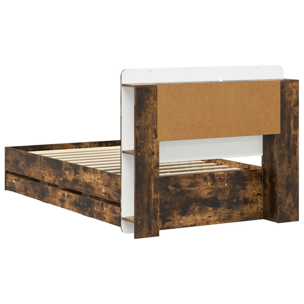 Struttura del letto con stoccaggio e testata Rovere Fumo 3434007