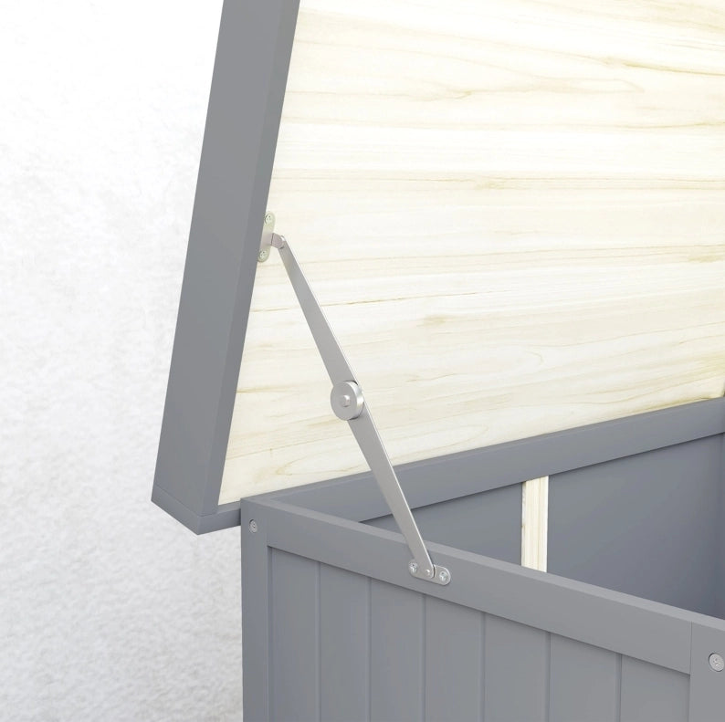 Armadio da giardino in legno e acciaio inox con doppie porte e piano di lavoro, 74x43x88 cm, grigio