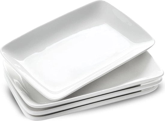 Tavolo da Servire Quadrato - 4 Piatti da Antipasto Sushi - Bianco - Primo Corso Dolce - Stacking - 228 x 152 cm.