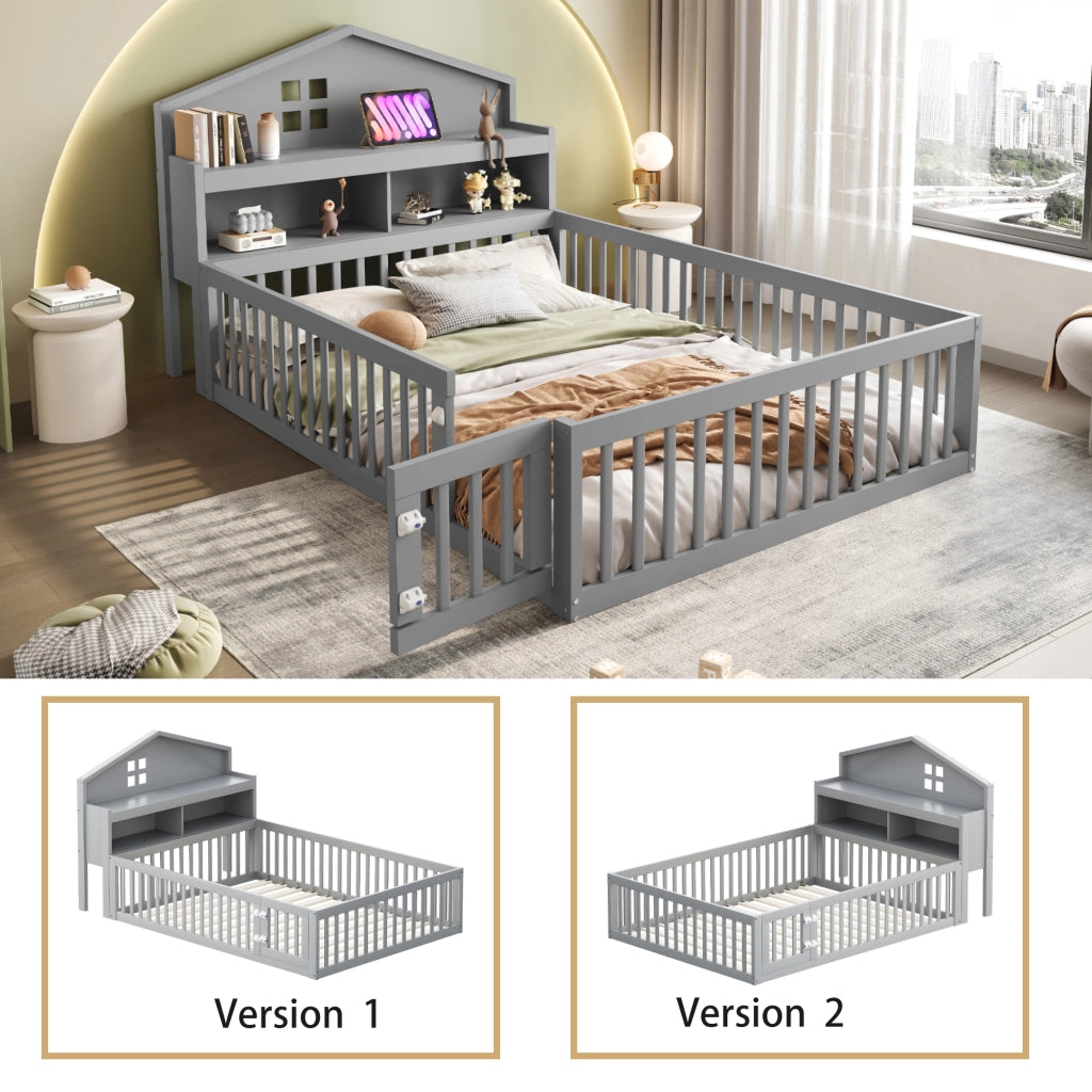 LETTO per bambini 140x200 cm in legno massello grigio, design a casa