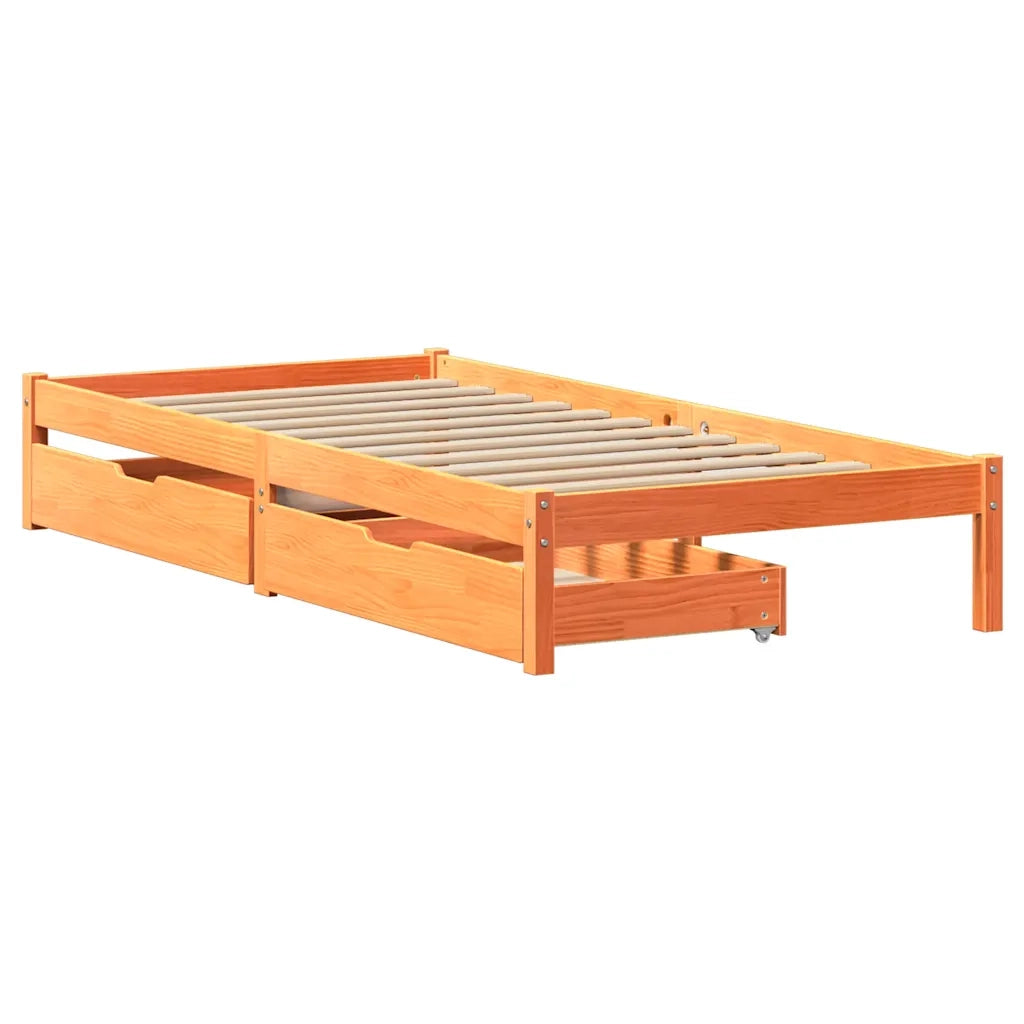 Letto senza Materasso-Struttura Letto Marrone Cera 100x200 cm in Legno di Pino 607831