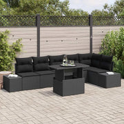 Set Divano da Giardino con cuscino con archiviazione 7 pcs Nero