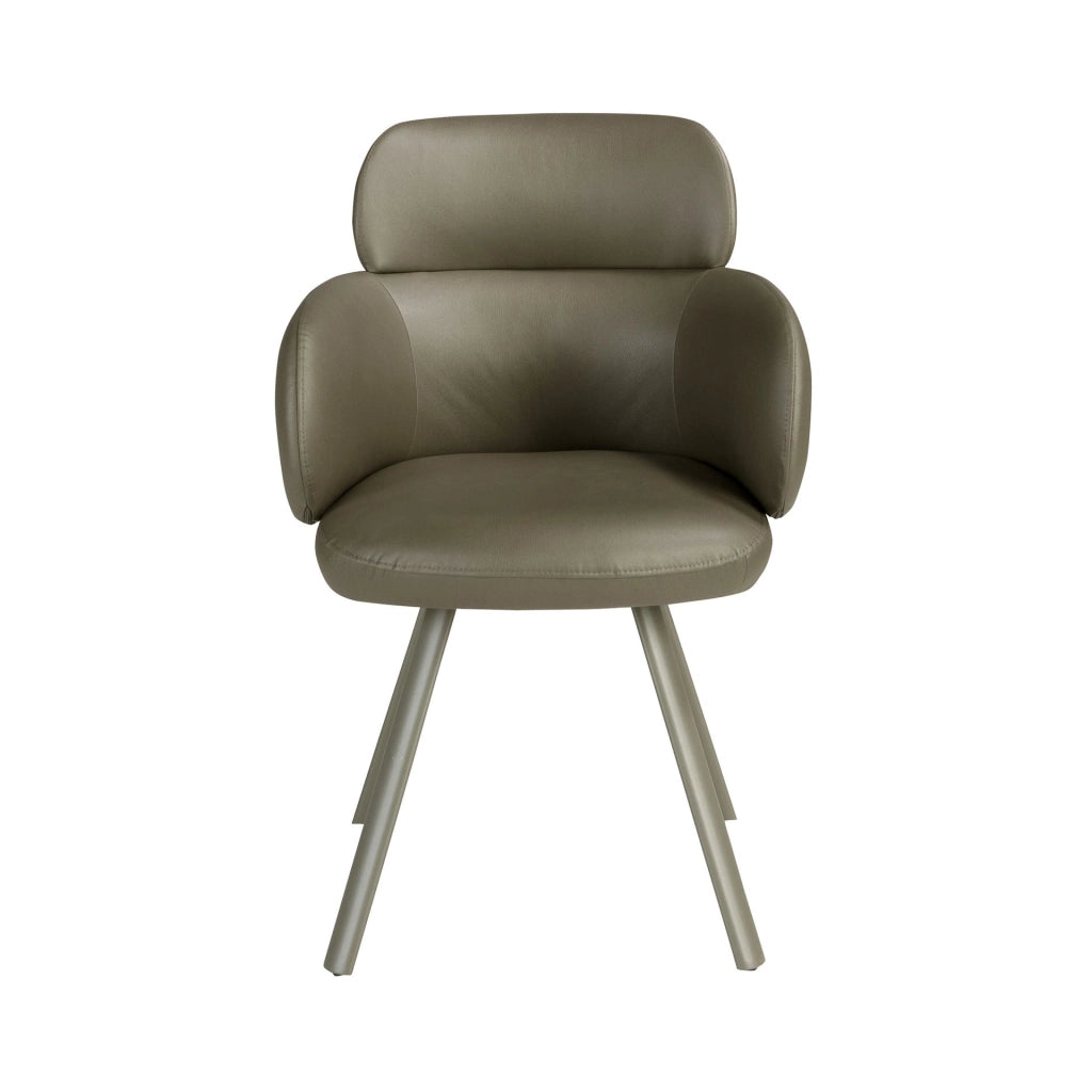 Sedia girevole in similpelle verde oliva