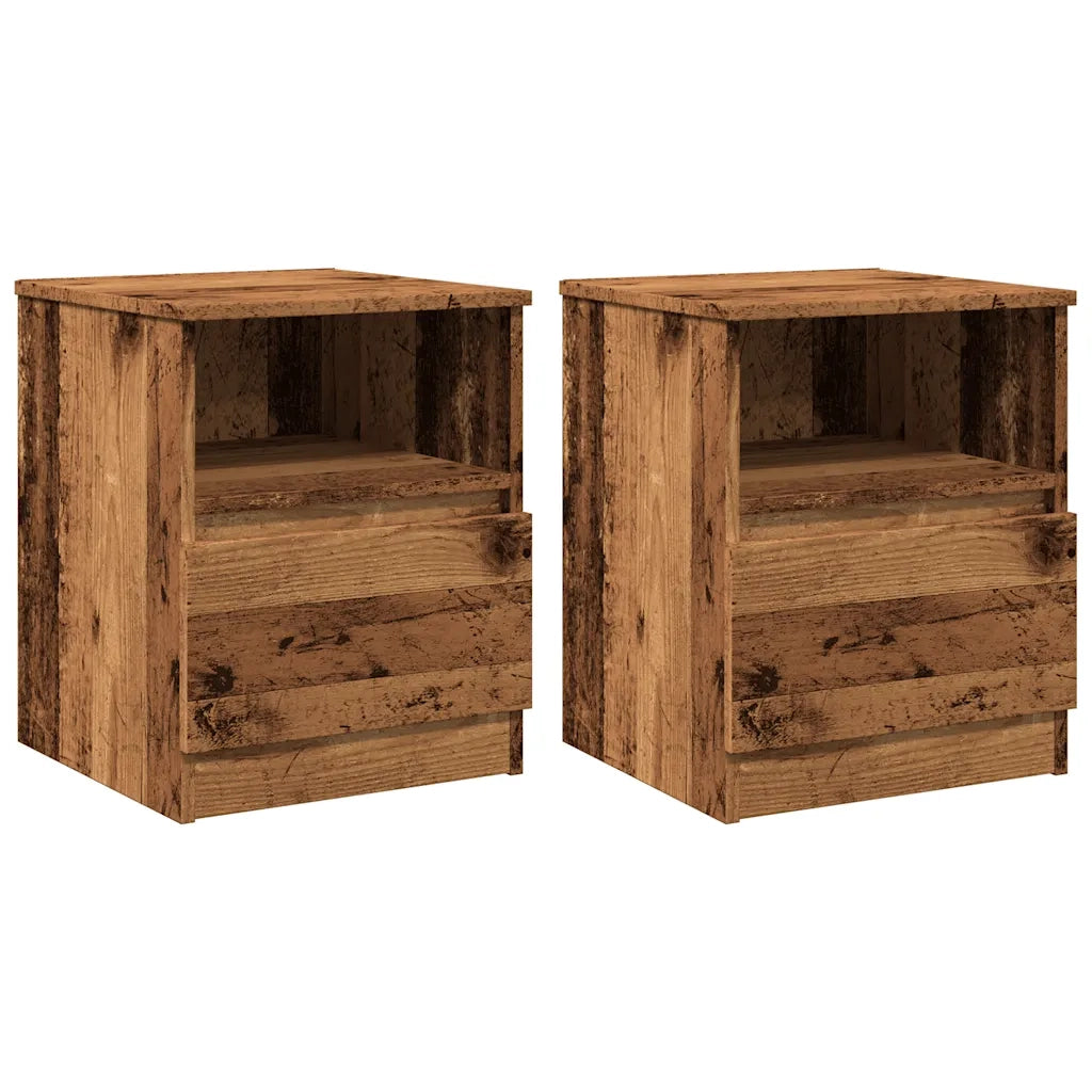 Comodini 2 pz Legno Antico 40x40x50 cm in Legno Multistrato 856499