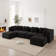 Divano Angolare Modulare con Ottomane ¨C MINIMAL ¨C Nero, Tessuto
