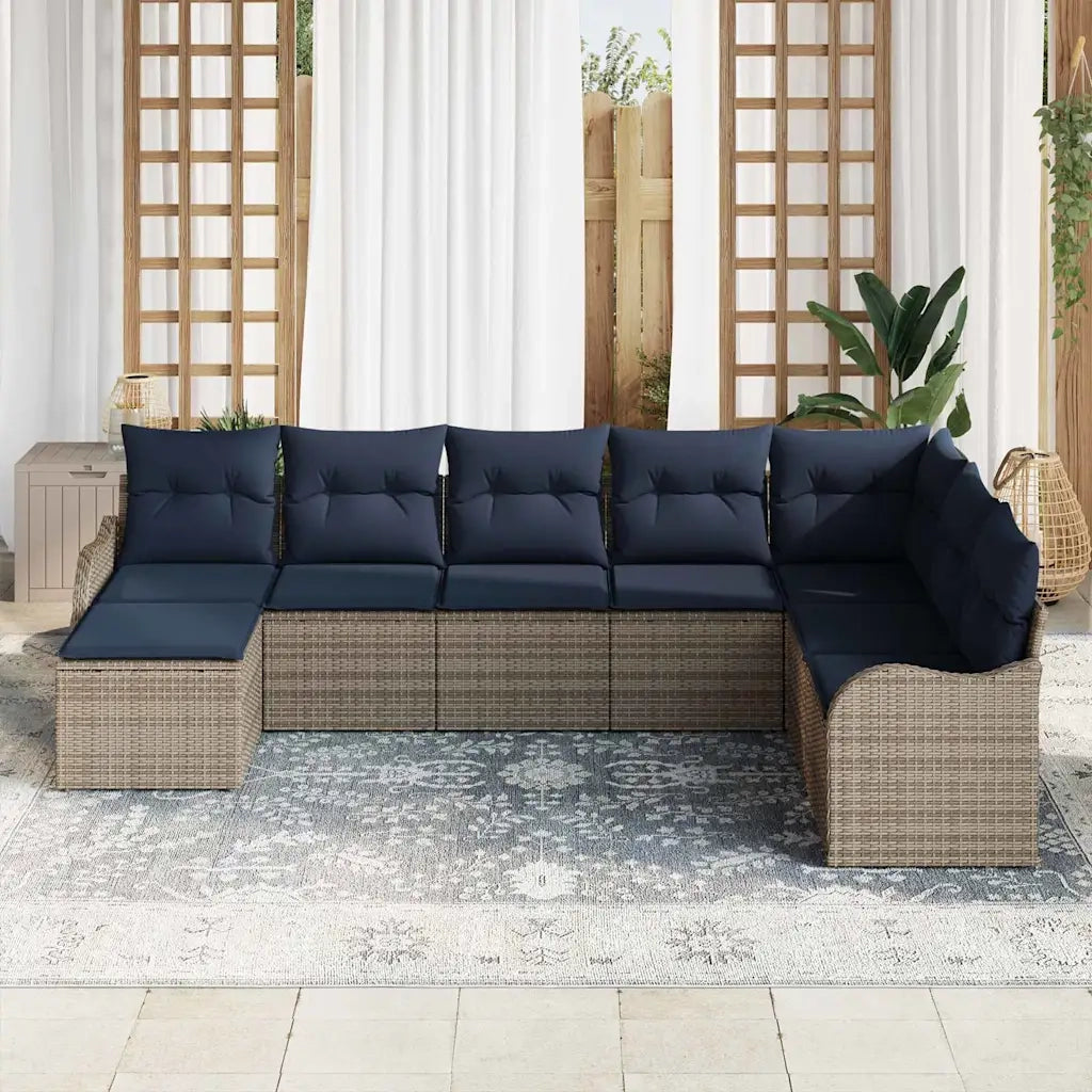 Set Divano da Giardino Grigio polyrattan 3345825