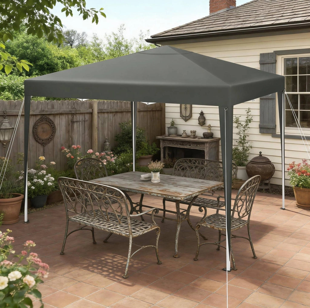 Gazebo pieghevole 3x3 m grigio scuro, altezza regolabile