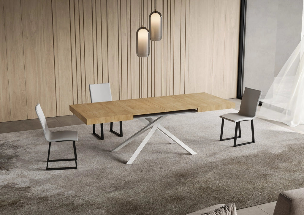 Tavolo allungabile 90x130/234 cm Niketis quercia natura gambe bianche