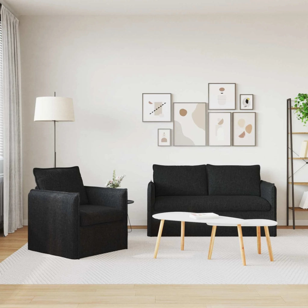 Set di divani 2 pcs Nero 156 x 82 x 85 cm Tessuto 3407569