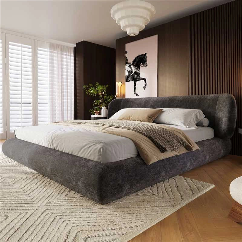 Letto matrimoniale imbottito 140 x 200 cm grigio