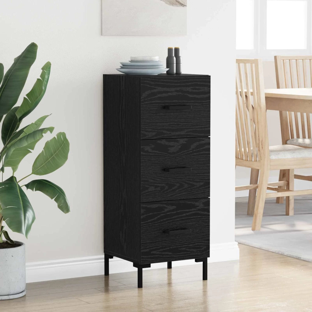 Credenza | Madia | Buffet da pranzo | Armadio da pranzo Rovere Nero 34,5 x 34 x 90 cm Legno multistrato